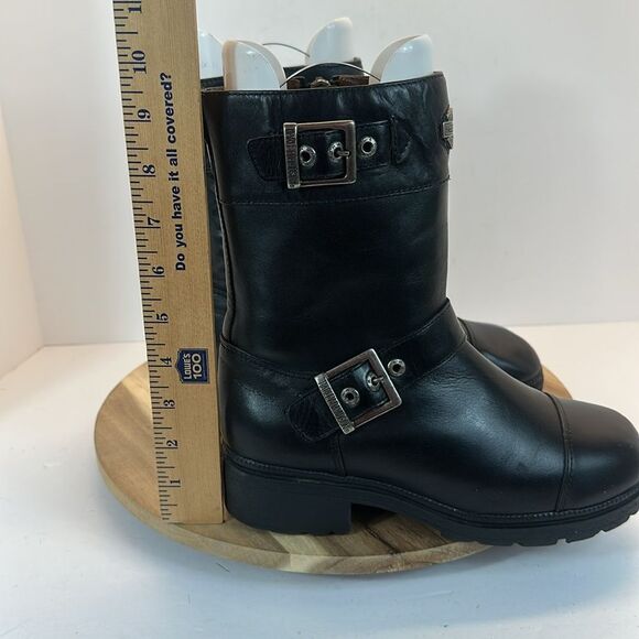 HARLEY-DAVIDSON Vintage Y2K Black Leather Moto Boots Women's 7 HARLEY DAVIDSON - Picture 12 of 13